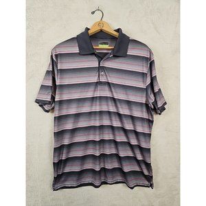 PGA Tour Pro Series Mens XXL Golf Polo Shirt Athletic Fit Gray Red Striped